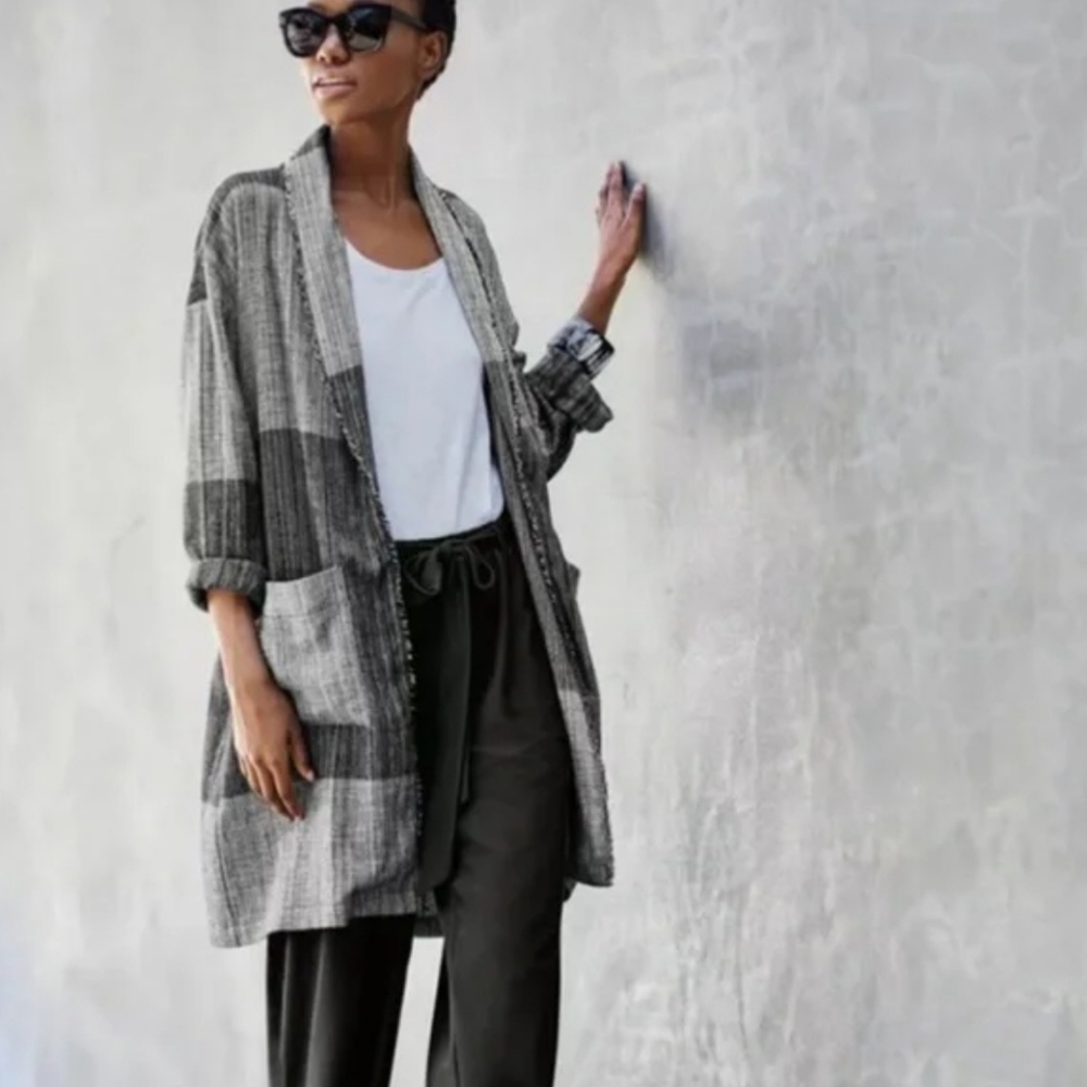 Eileen Fisher Hazy Blocks Organic Cotton Jacket